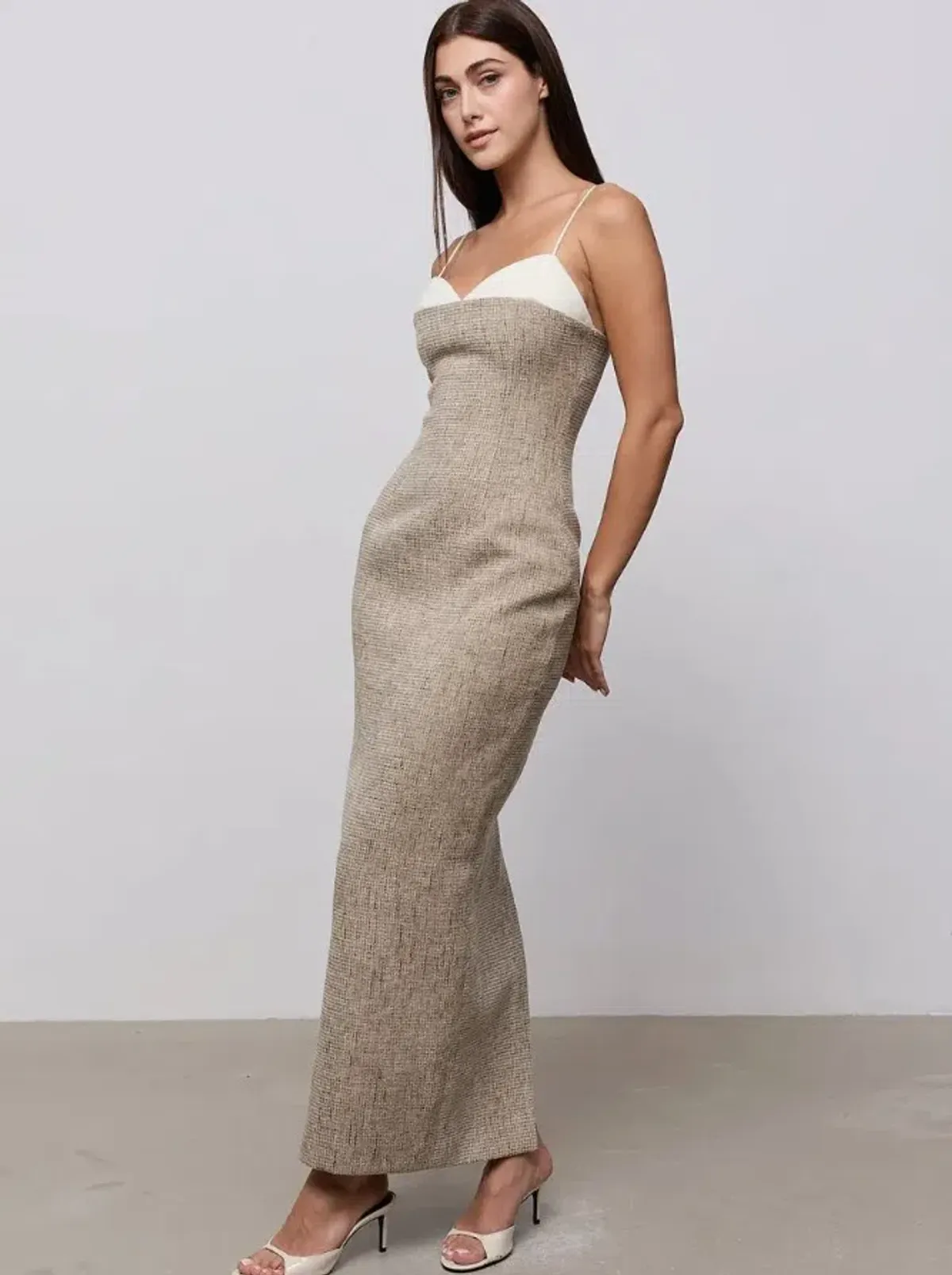 Odd Muse Tweed Contrast Detail Midi Dress Size 8 - Image 1