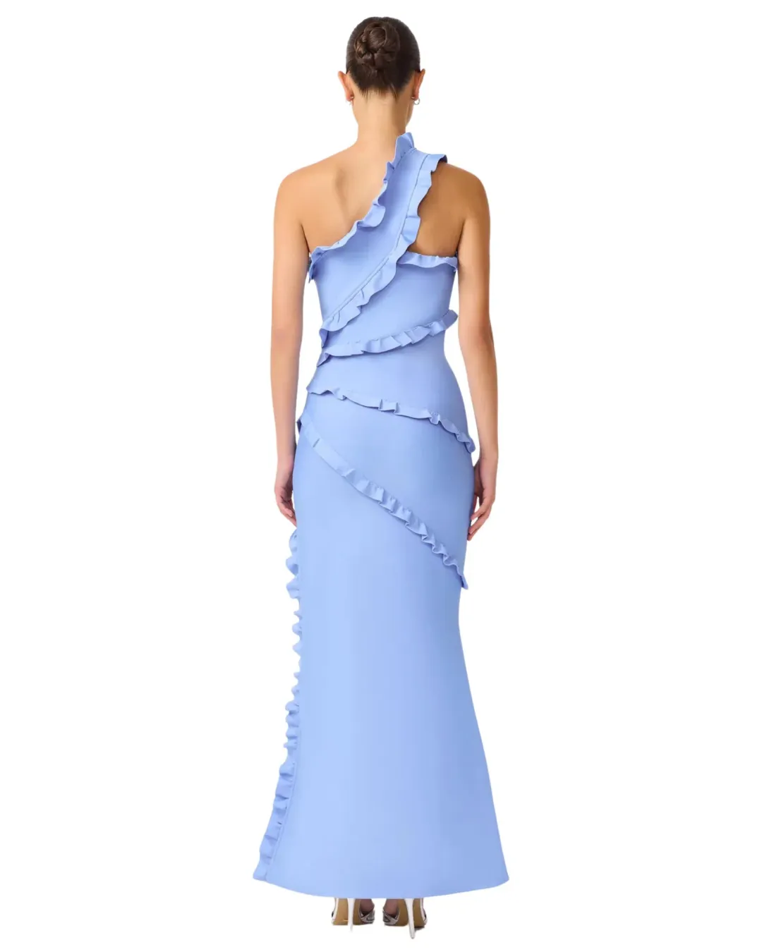Elliatt Floriana Asymmetric Maxi Gown Cornflower Blue Size L / AU 12 for rent on The Volte - main image