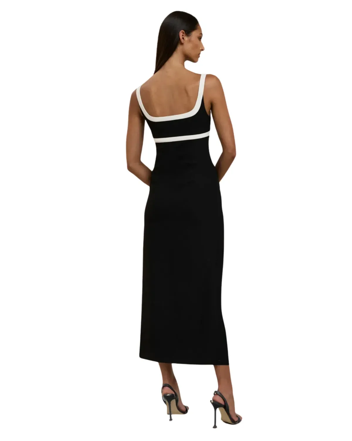 By Johnny Saraya Scoop Split Maxi Dress Black Ivory Size 12 - Image 3