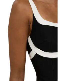 By Johnny Saraya Scoop Split Maxi Dress Black Ivory Size 12 for rent on The Volte - image 4