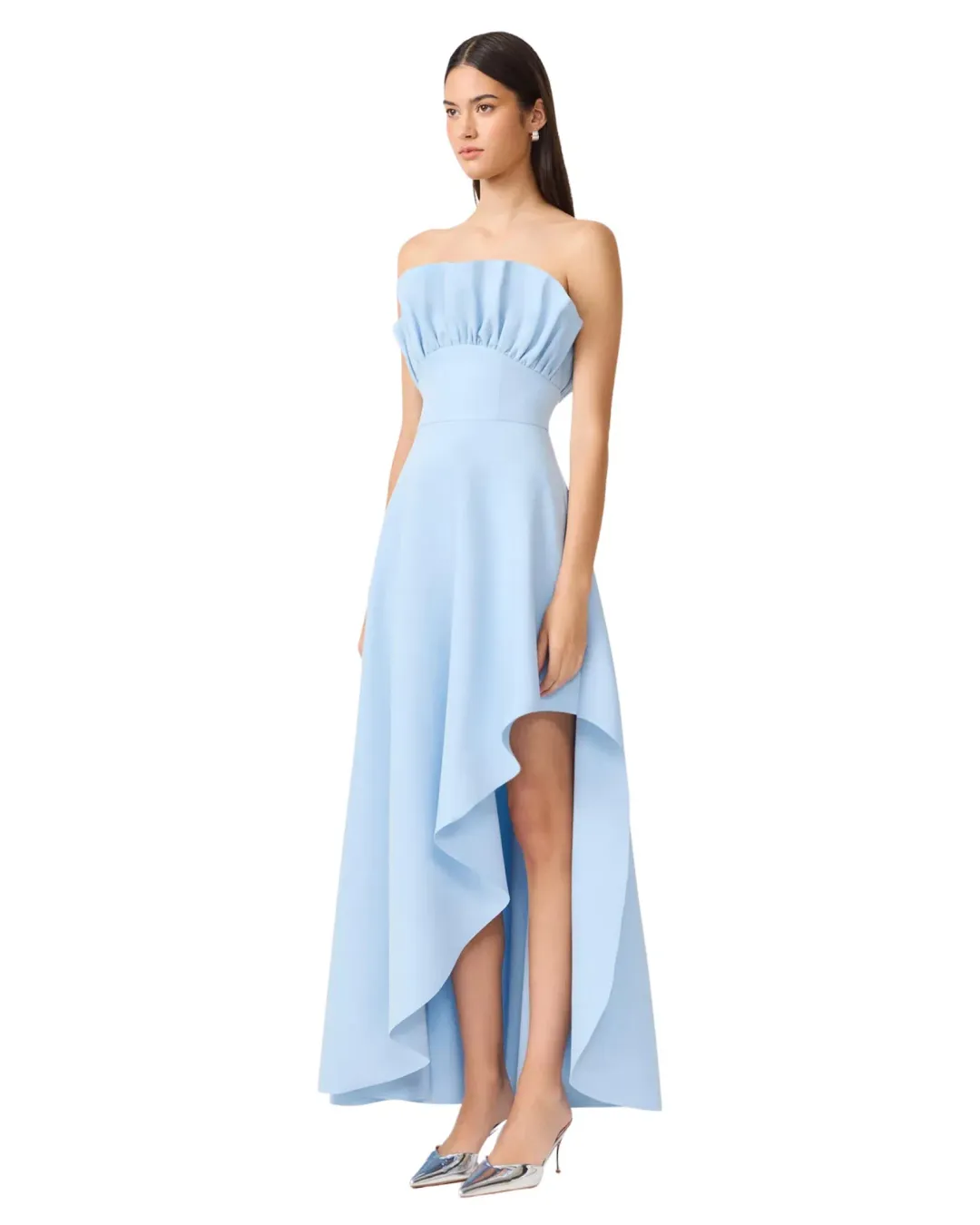 Elliatt Liora Strapless Asymmetric Maxi Gown Powder Blue Size L / AU 12 for rent on The Volte - main image