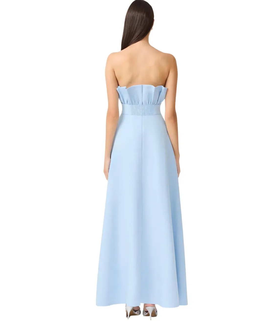 Elliatt Liora Strapless Asymmetric Maxi Gown Powder Blue Size L / AU 12 for rent on The Volte - main image