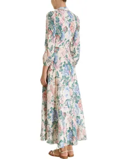 Zimmermann Verity Plunge Long Dress Cream Blue Floral Size 1 / AU 10 for rent on The Volte - image 3