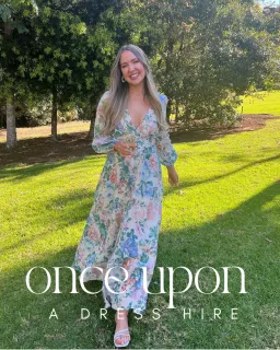 Zimmermann Verity Plunge Long Dress Cream Blue Floral Size 1 / AU 10 for rent on The Volte - image 2