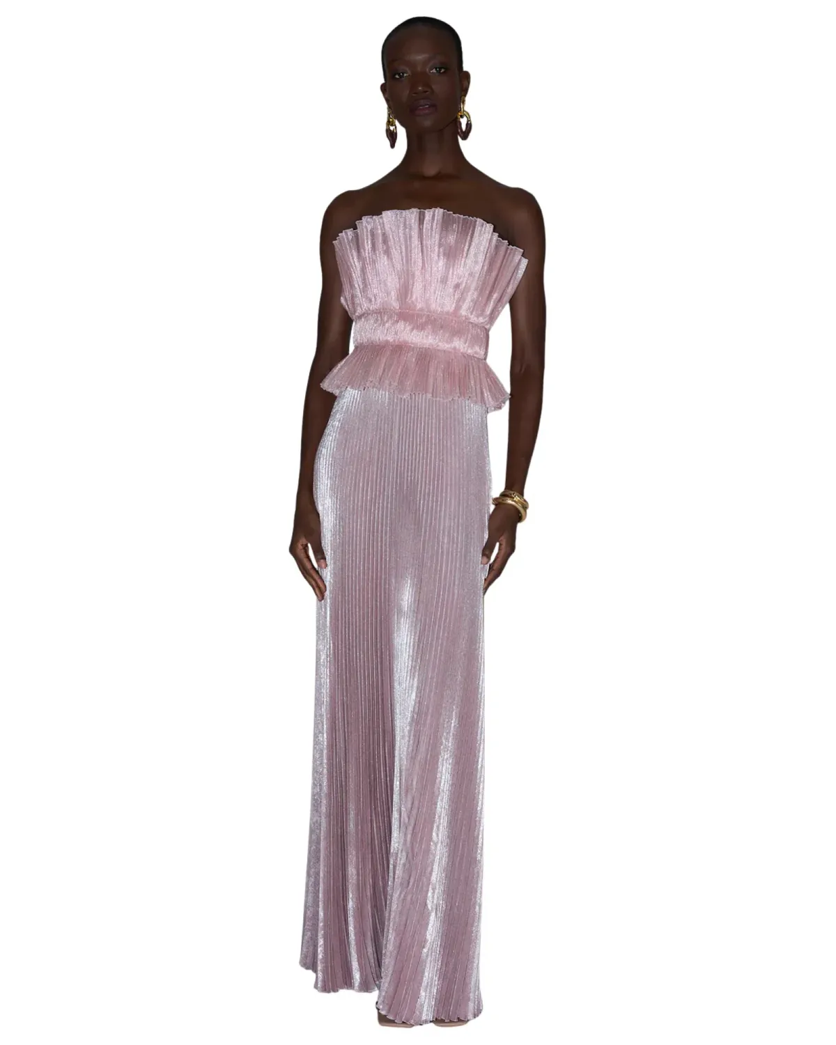 L'idee Masquerade Strapless Maxi Gown Dusty Shimmer Pink Size 10 - Image 3