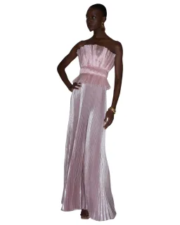 L'idee Masquerade Strapless Maxi Gown Dusty Shimmer Pink Size 10 for rent on The Volte - image 1