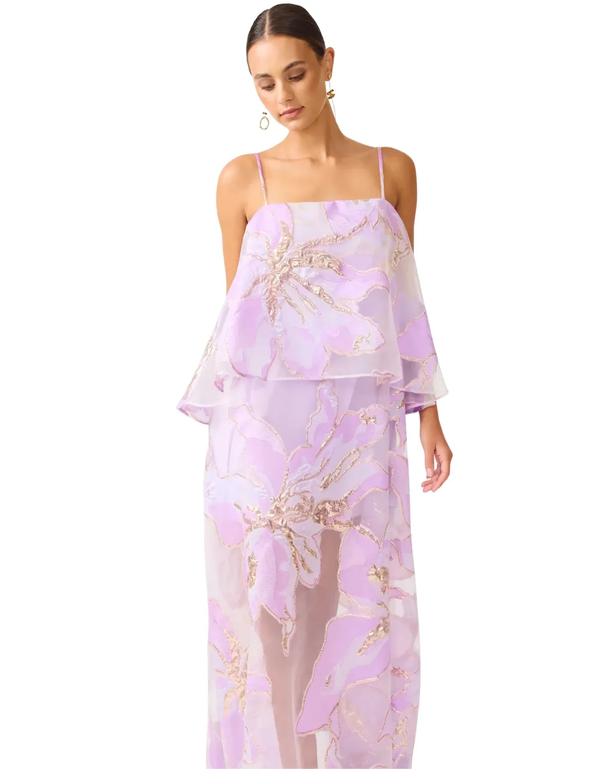 Elliatt Elysia Tiered Maxi Gown Purple Floral Size M / AU 10 - Image 2