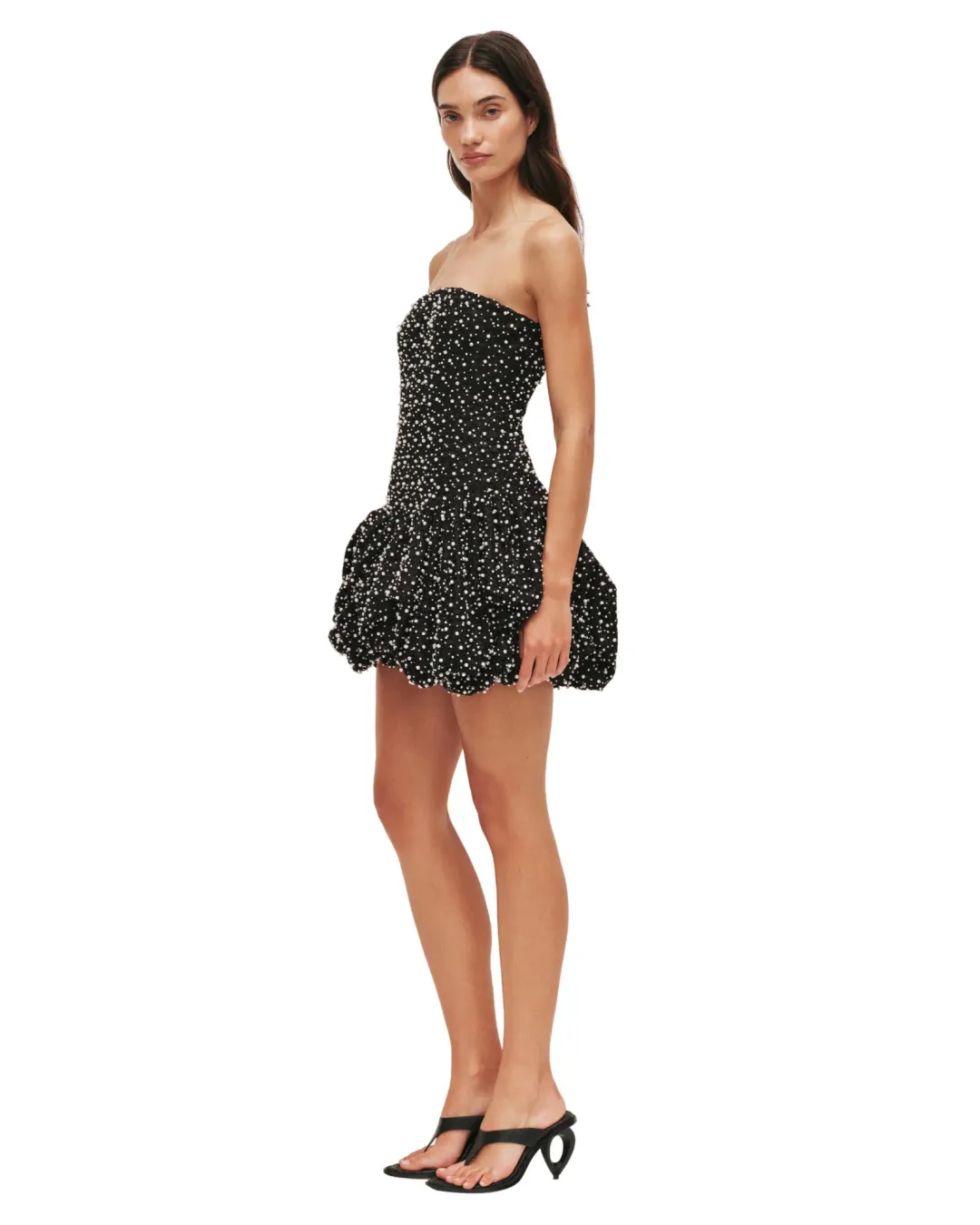 Aje Regina Pearl Strapless Mini Dress Black Size 12 for rent on The Volte - main image
