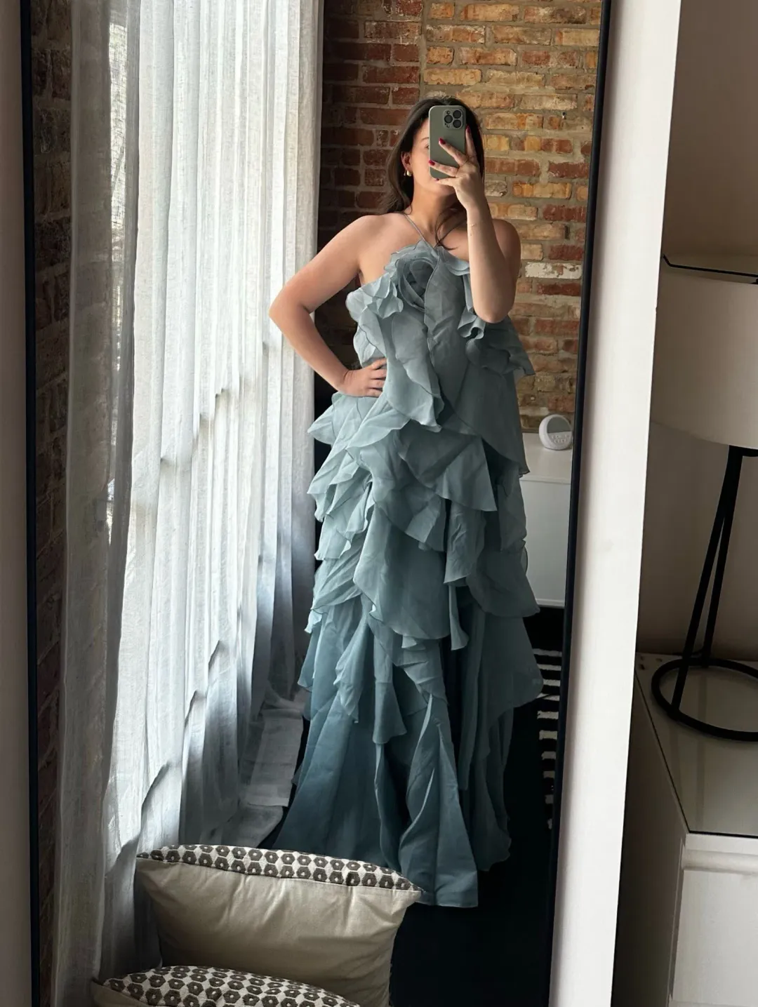 Aje Pandorea Layered Maxi Dress in Duck Egg Size AU 6 for rent on The Volte - main image