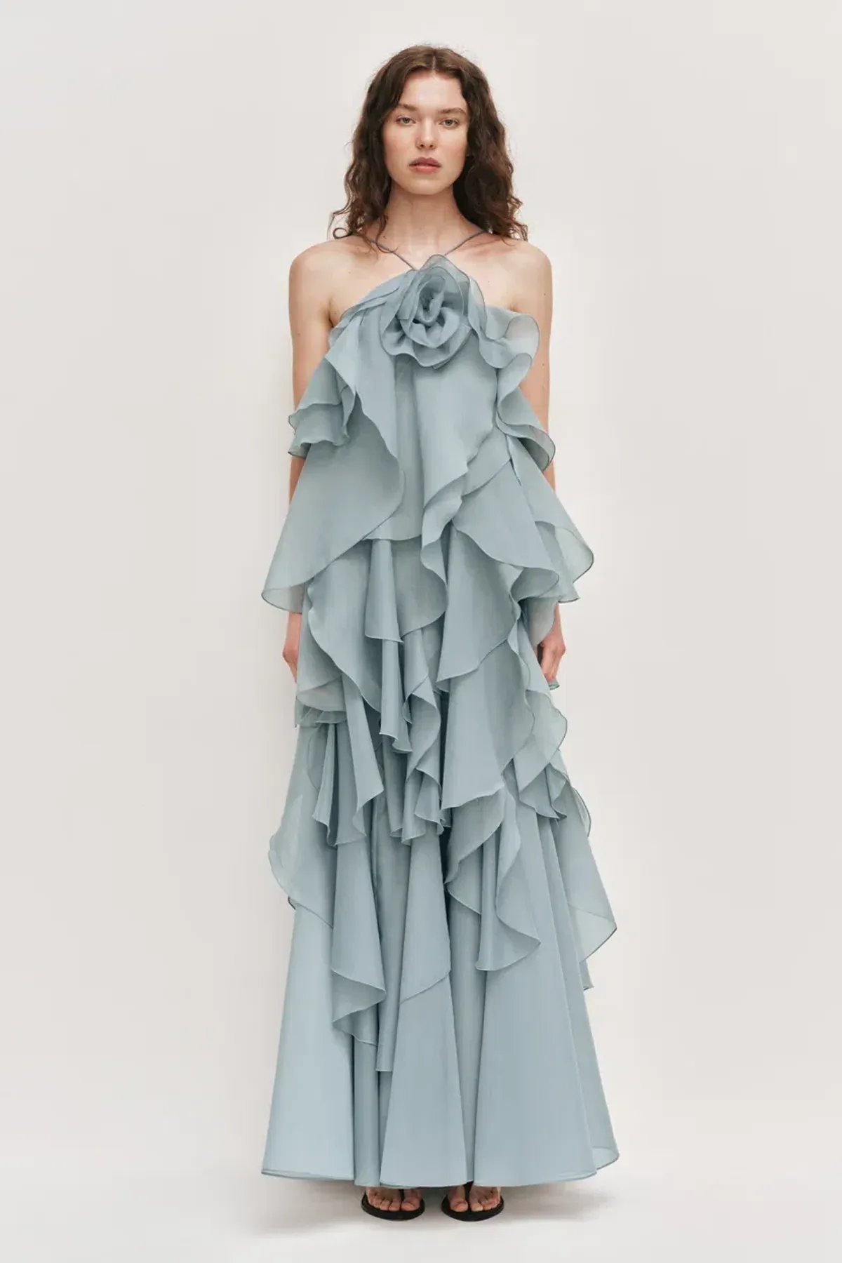 Aje Pandorea Layered Maxi Dress in Duck Egg Size AU 6 - Image 4