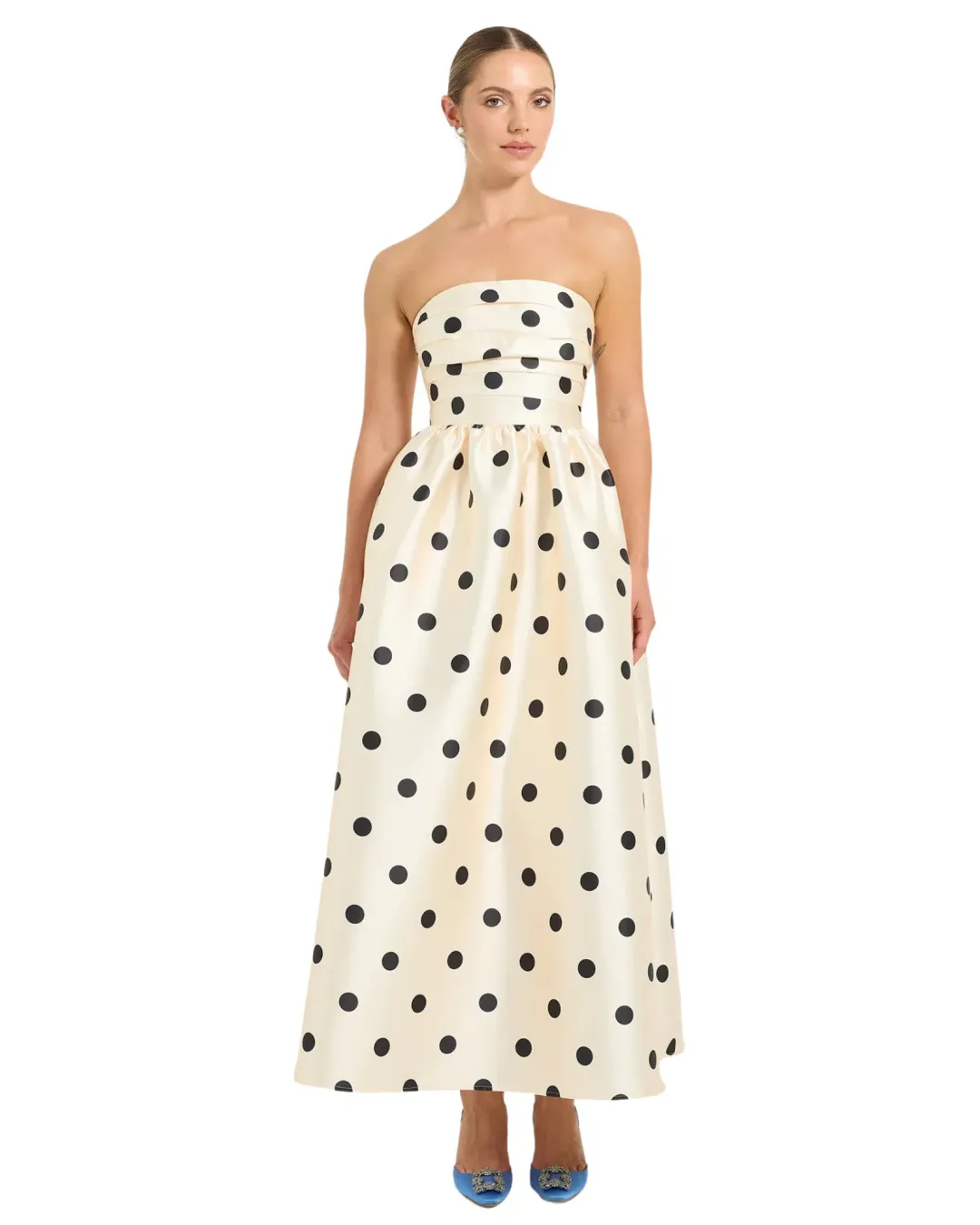 Pasduchas Dottie Strapless Midi Dress Cream Size 10 for rent on The Volte - main image