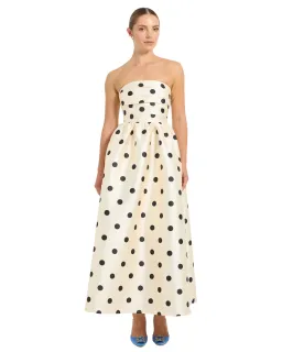 Pasduchas Dottie Strapless Midi Dress Cream Size 10 for rent on The Volte - image 1