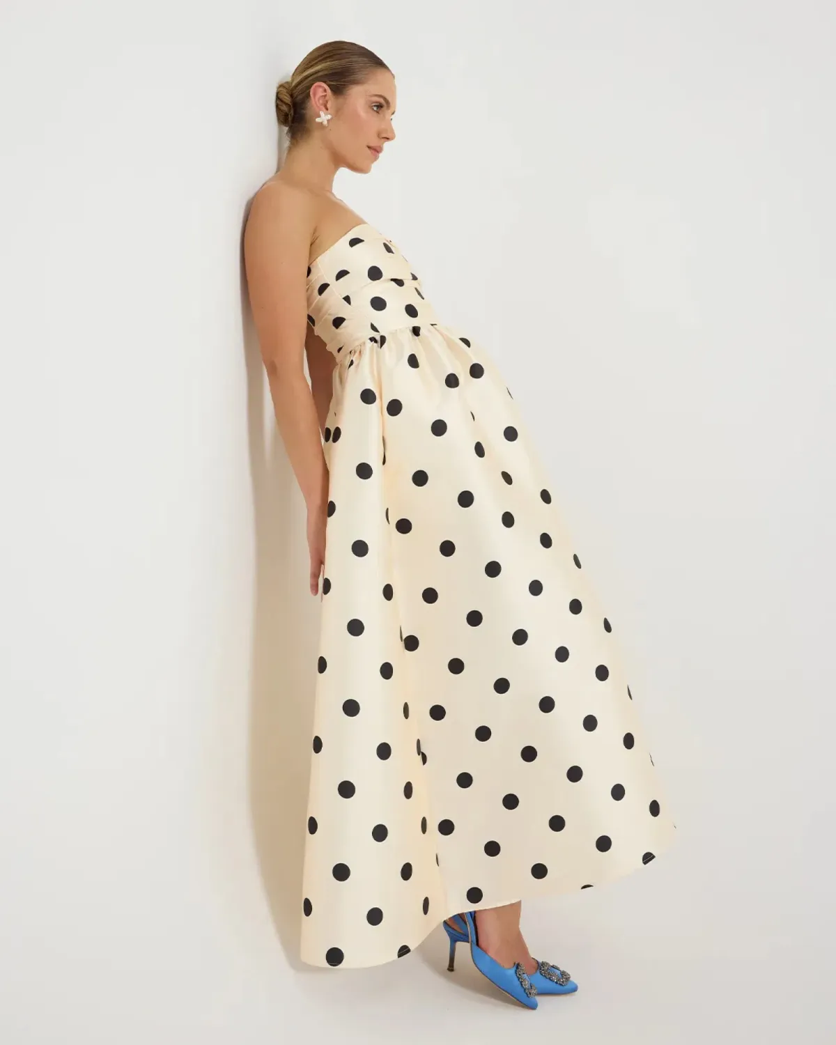 Pasduchas Dottie Strapless Midi Dress Cream Size 10 - Image 3