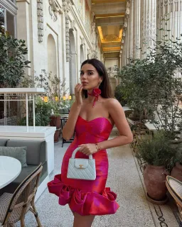 Elliatt Eloise Strapless Mini Dress in Pink & Red Size M for rent on The Volte - image 5