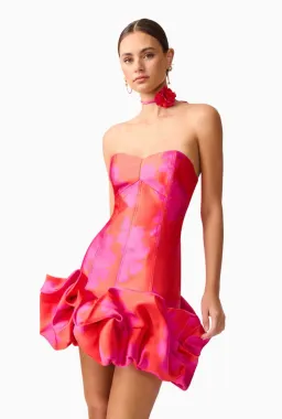 Elliatt Eloise Strapless Mini Dress in Pink & Red Size M for rent on The Volte - image 4