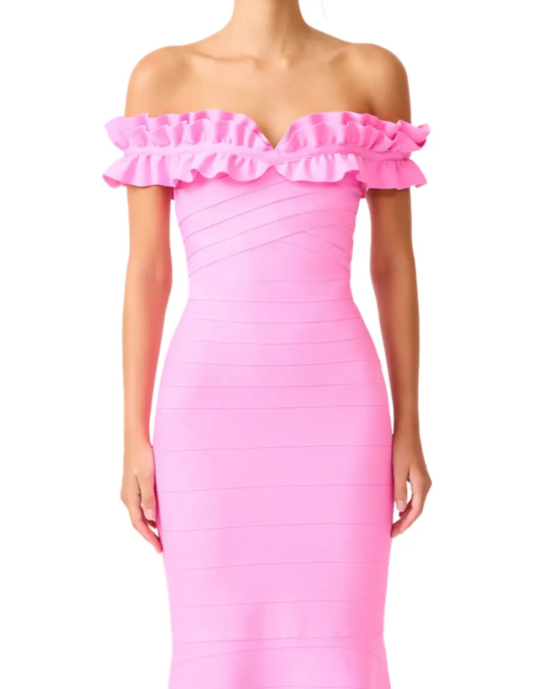 Elliatt Orelia Ruffle Maxi Gown Candy Pink Size S / AU 8 for rent on The Volte - main image