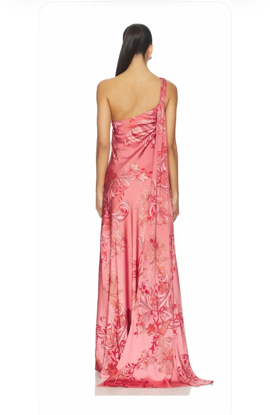 Hemant and Nandita One Shoulder Sash Dress in Coral Size M for rent on The Volte - main image