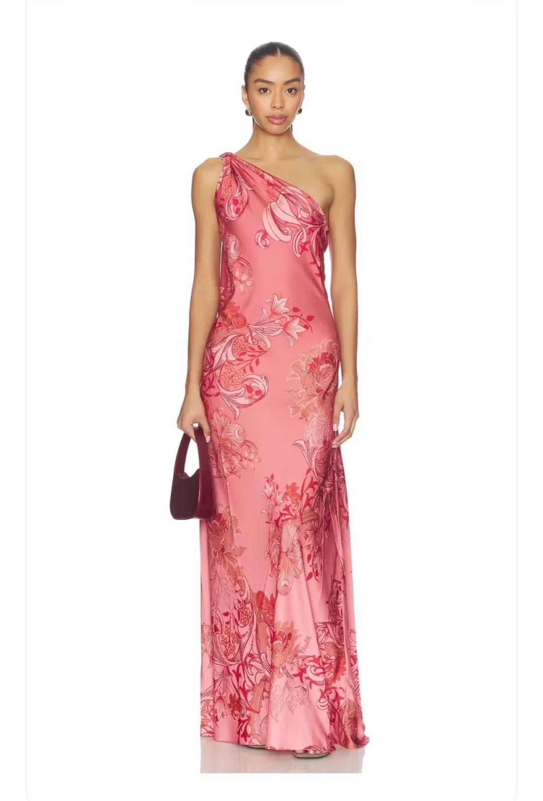 Hemant and Nandita One Shoulder Sash Dress in Coral Size M for rent on The Volte - main image