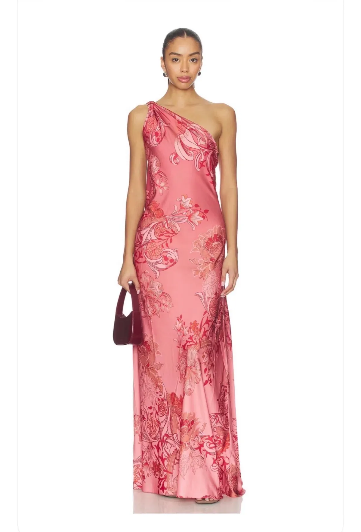 Hemant and Nandita One Shoulder Sash Dress in Coral Size M for rent on The Volte - main image