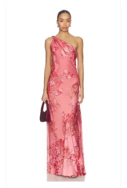Hemant and Nandita One Shoulder Sash Dress in Coral Size M for rent on The Volte - image 1