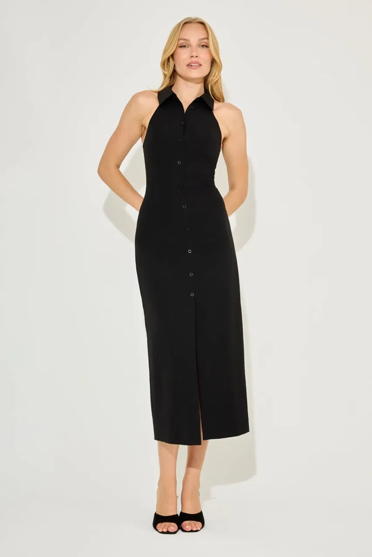 Odd Muse Collar Maxi Dress Black Size L for rent on The Volte - main image
