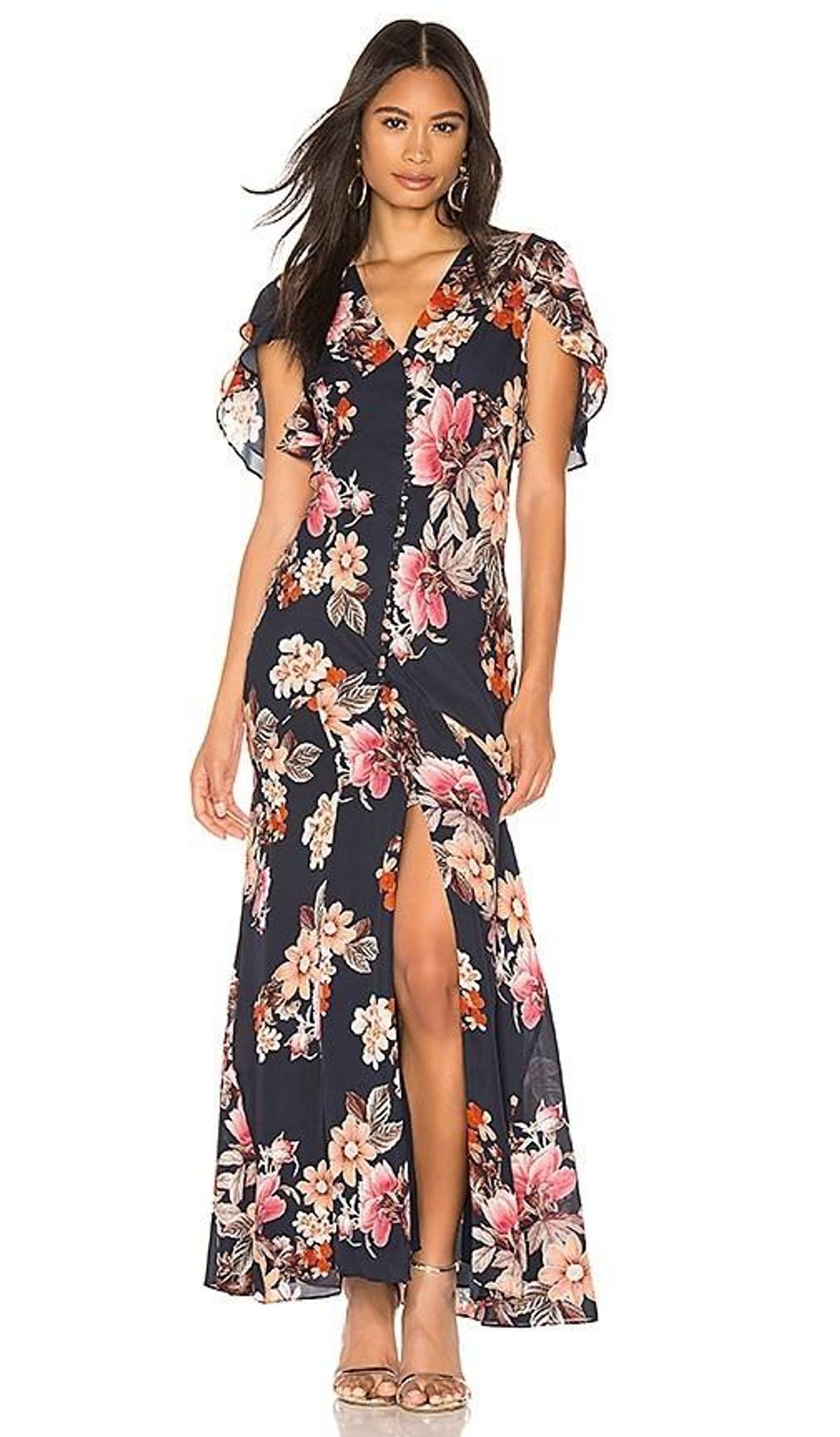 Navy Floral Layered Pintuck Dress - Image 1