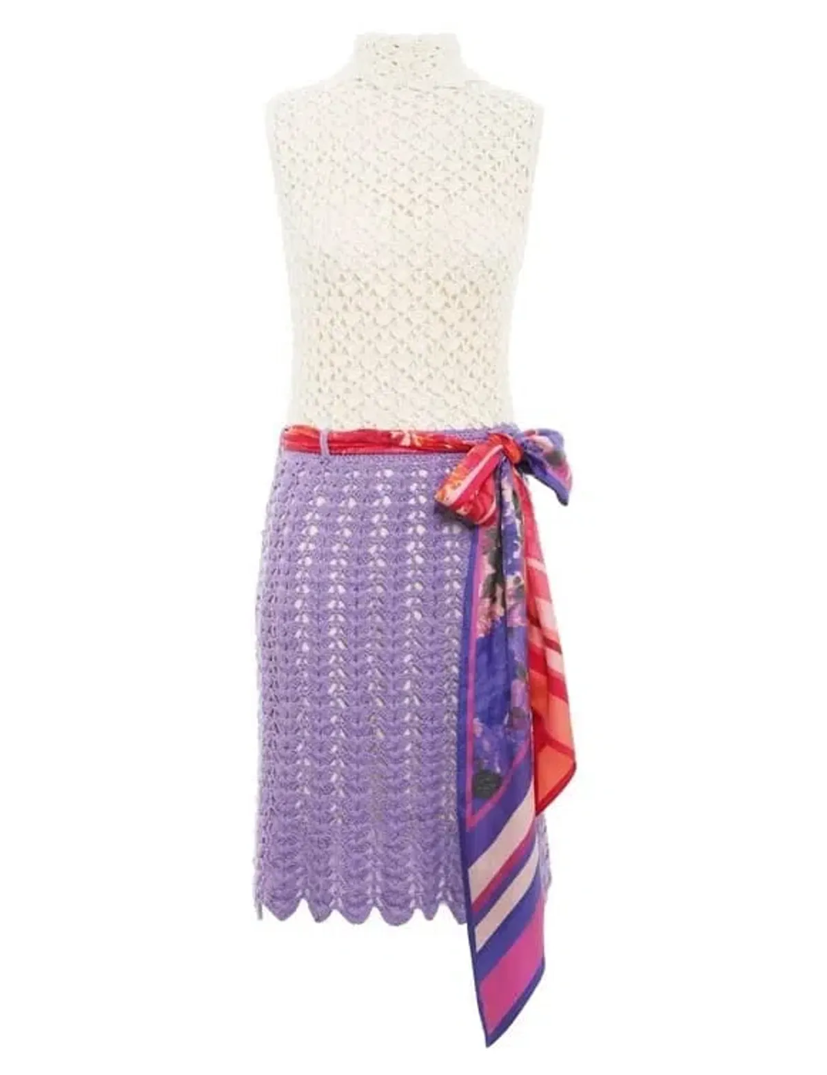 Zimmermann Style: High Tide Crochet Mini Dress Style number: 5522DHIG Colour: Cream / Lilac / Purple Material: 100% cotton crochet - Image 2