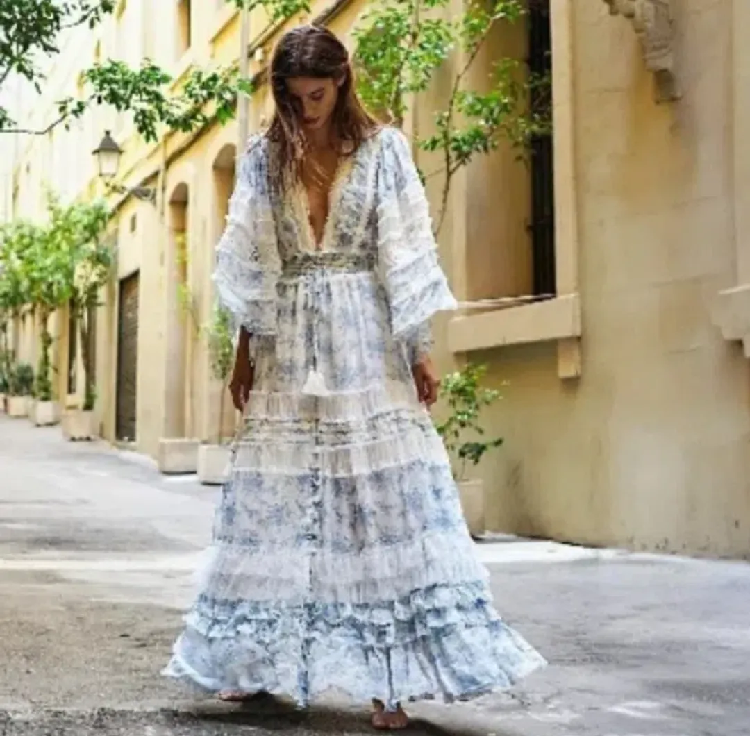Fillyboo Charm Your Way Sunday Blue Maxi Dress XS for rent on The Volte - main image