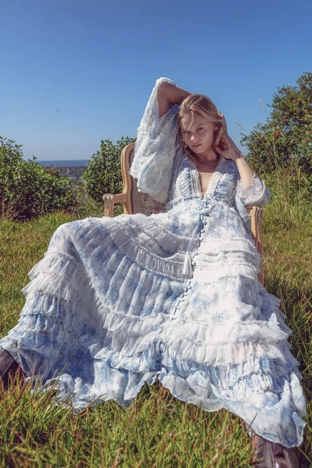 Fillyboo Charm Your Way Sunday Blue Maxi Dress XS for rent on The Volte - main image