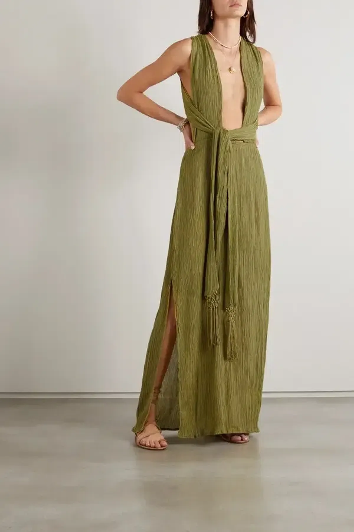 Savannah Morrow Verita Green Maxi Dress Size XXS for rent on The Volte - main image