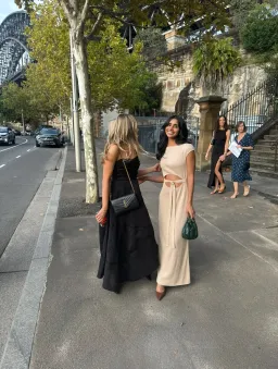 Bec and Bridge Beige Maxi Dress with Tie up detail size 6 for rent on The Volte - image 3