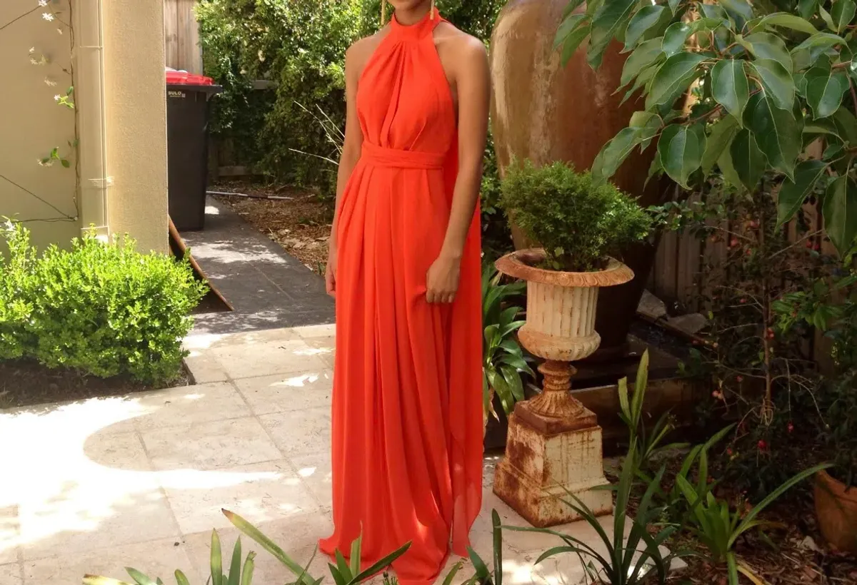 Carla Zampatti Orange Tangerine gown size 4 for rent on The Volte - main image