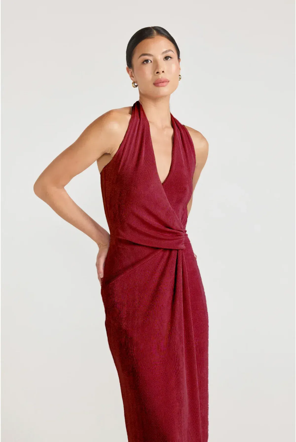 TOJHÀ Tamsin Halter Maxi Dress | Cherry Liqueur | Size 6 AU - Image 3