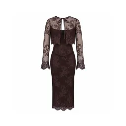 House of CB Larra Dress Bitter Chocolate Lace Corset Midi & Bolero for rent on The Volte - image 2
