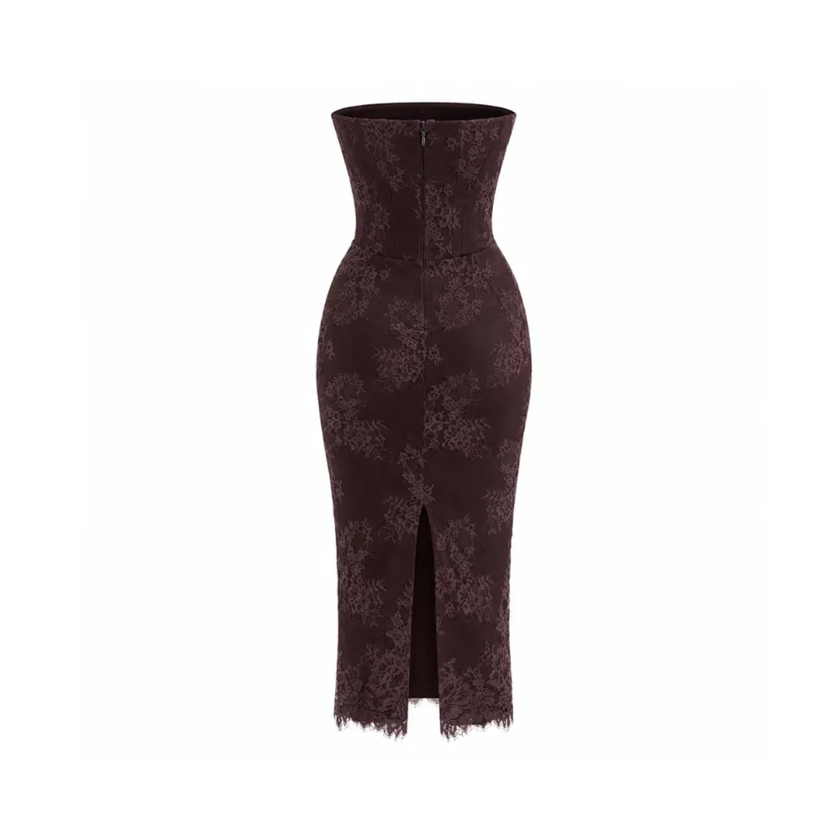 House of CB Larra Dress Bitter Chocolate Lace Corset Midi & Bolero - Image 4