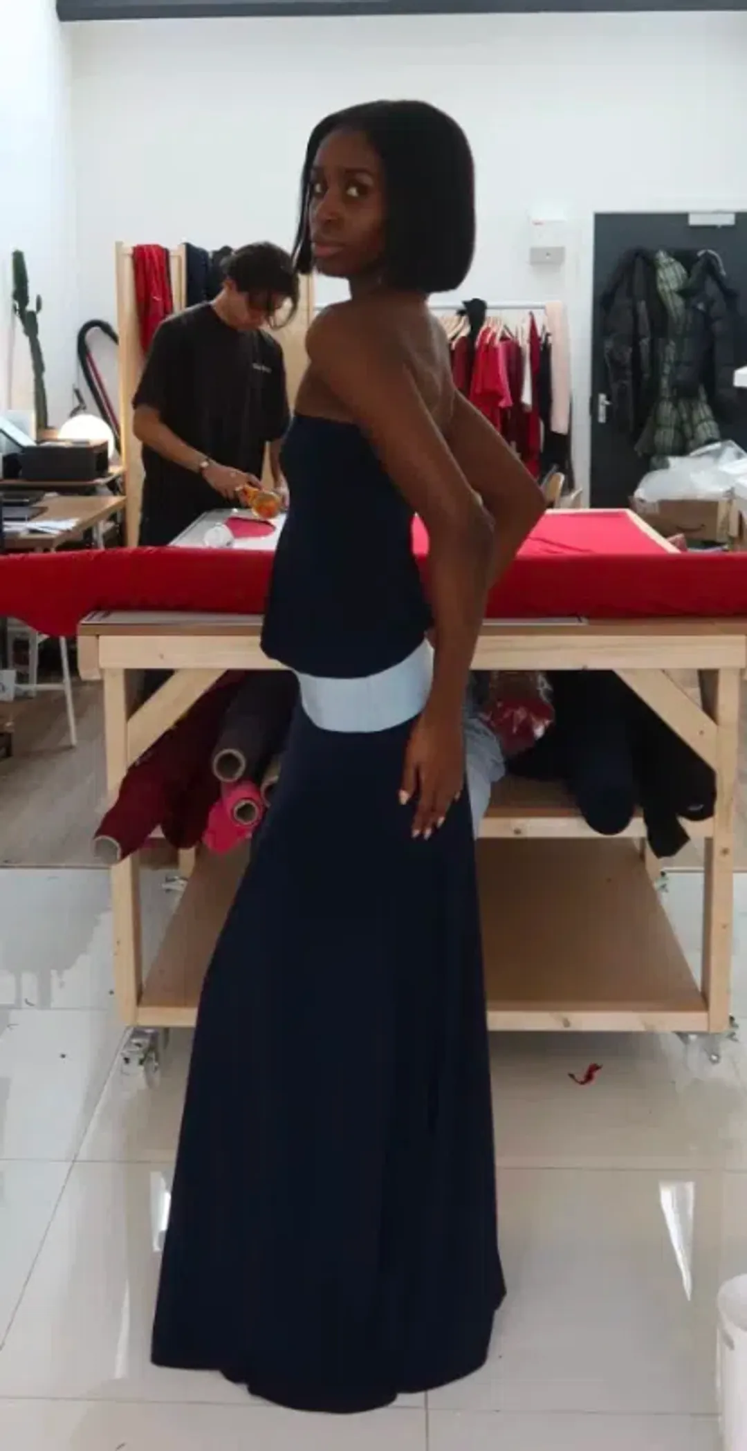Sylavie Swimwear Isla Maxi Dress Midnight Navy for rent on The Volte - main image