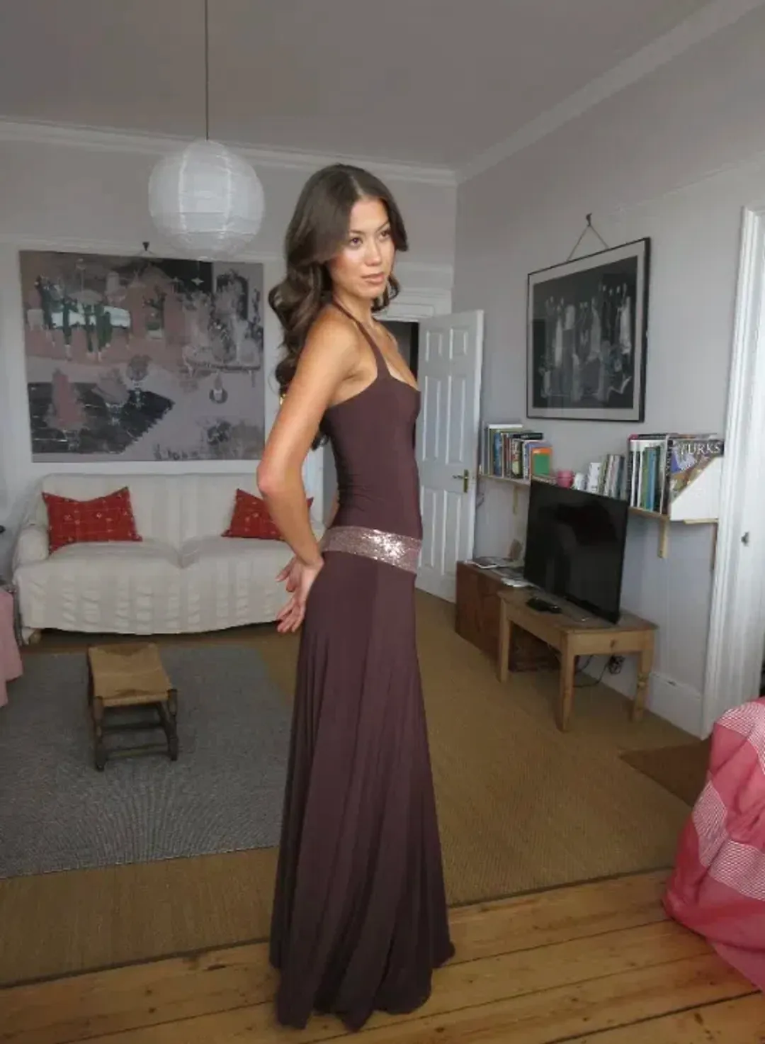 Sylavie Swimwear Toscana Maxi Dress Espresso for rent on The Volte - main image