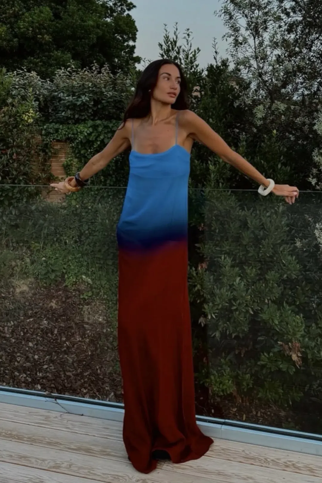 Rat and Boa Arabella Maxi Dress in Blue and Burgundy Size S/AU 8 for rent on The Volte - main image