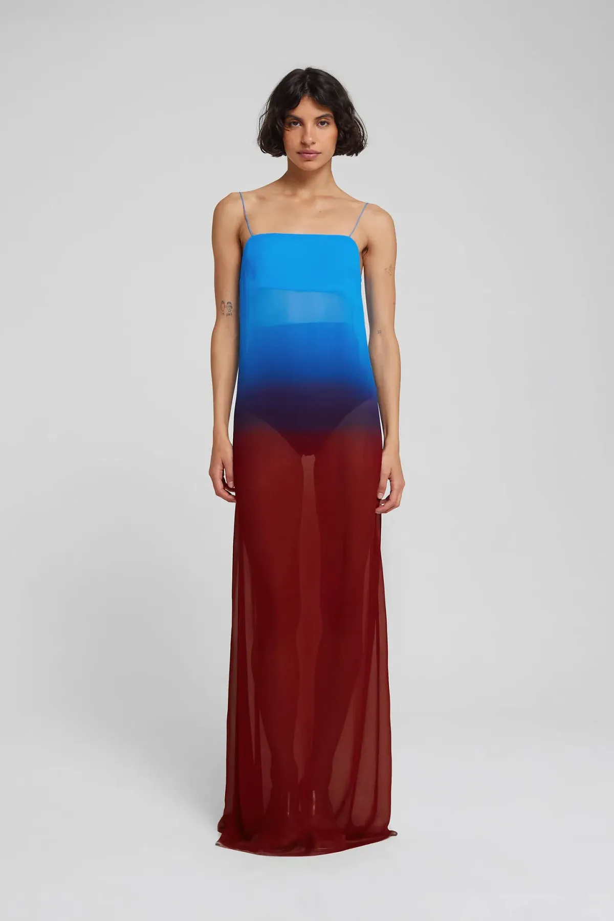 Rat and Boa Arabella Maxi Dress in Blue and Burgundy Size S/AU 8 - Image 2