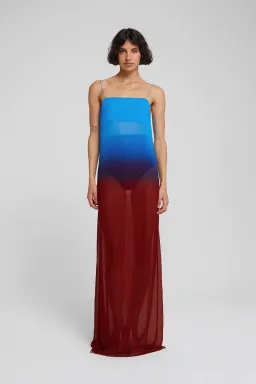 Rat and Boa Arabella Maxi Dress in Blue and Burgundy Size S/AU 8 for rent on The Volte - image 2