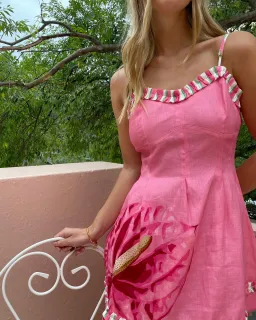 Aston Studio Raquel Mini Dress Arisa Anthurium Pink Size 10 for rent on The Volte - image 4
