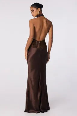 Nookie Lover Halter Gown in Espresso Brown Size M / AU 10 for rent on The Volte - image 3