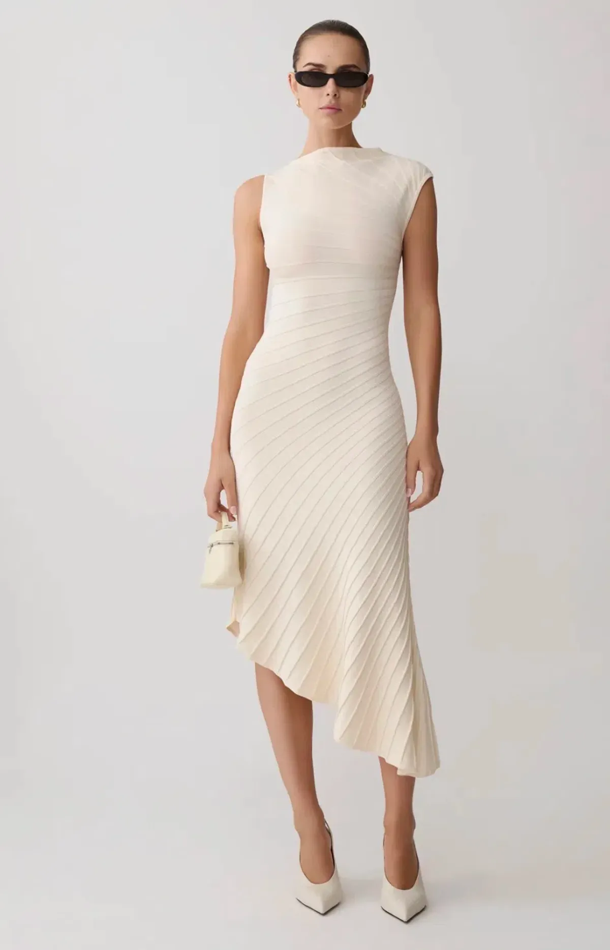 Meshki assymetric midi dress ivory xxs - Image 5