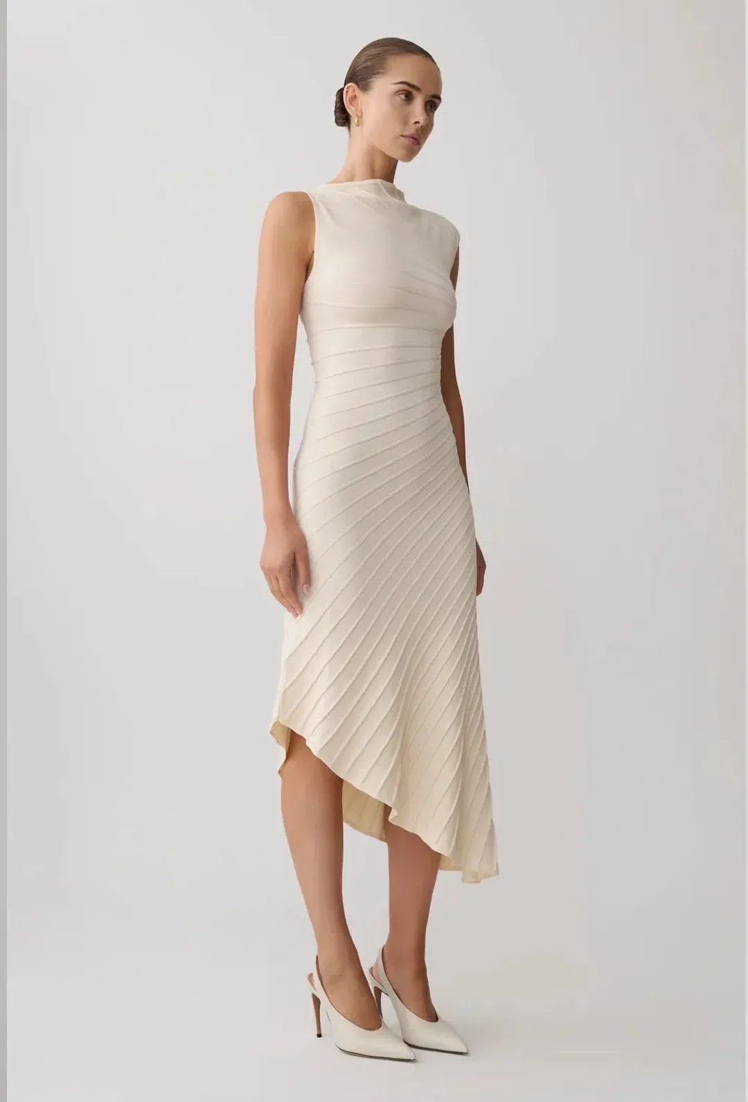 Meshki assymetric midi dress ivory xxs for rent on The Volte - main image