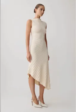 Meshki assymetric midi dress ivory xxs for rent on The Volte - image 1