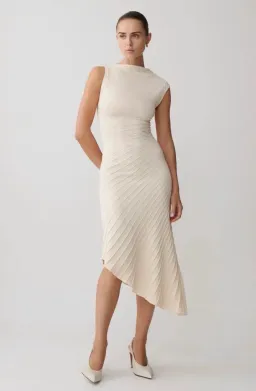 Meshki assymetric midi dress ivory xxs for rent on The Volte - image 3
