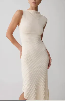 Meshki assymetric midi dress ivory xxs for rent on The Volte - image 4