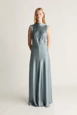 Lee Mathew’s Stella Silk Drape dress, Steel, Size 4 for rent on The Volte - image 1