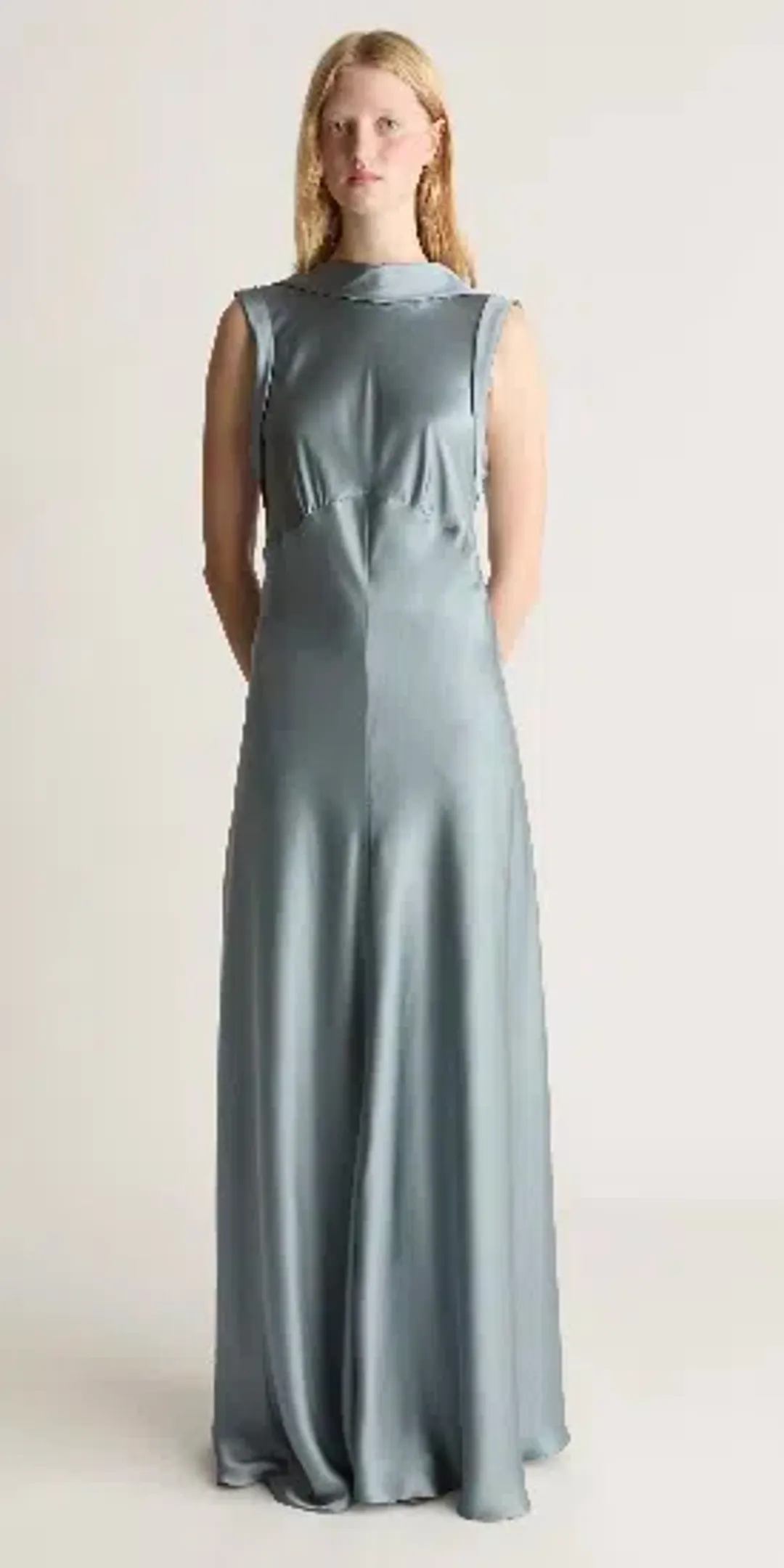 Lee Mathew’s Stella Silk Drape dress, Steel, Size 4 for rent on The Volte - main image