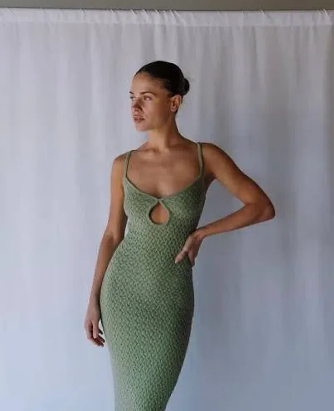Bec & Bridge Effie Knit Key Maxi Dress Green for rent on The Volte - main image
